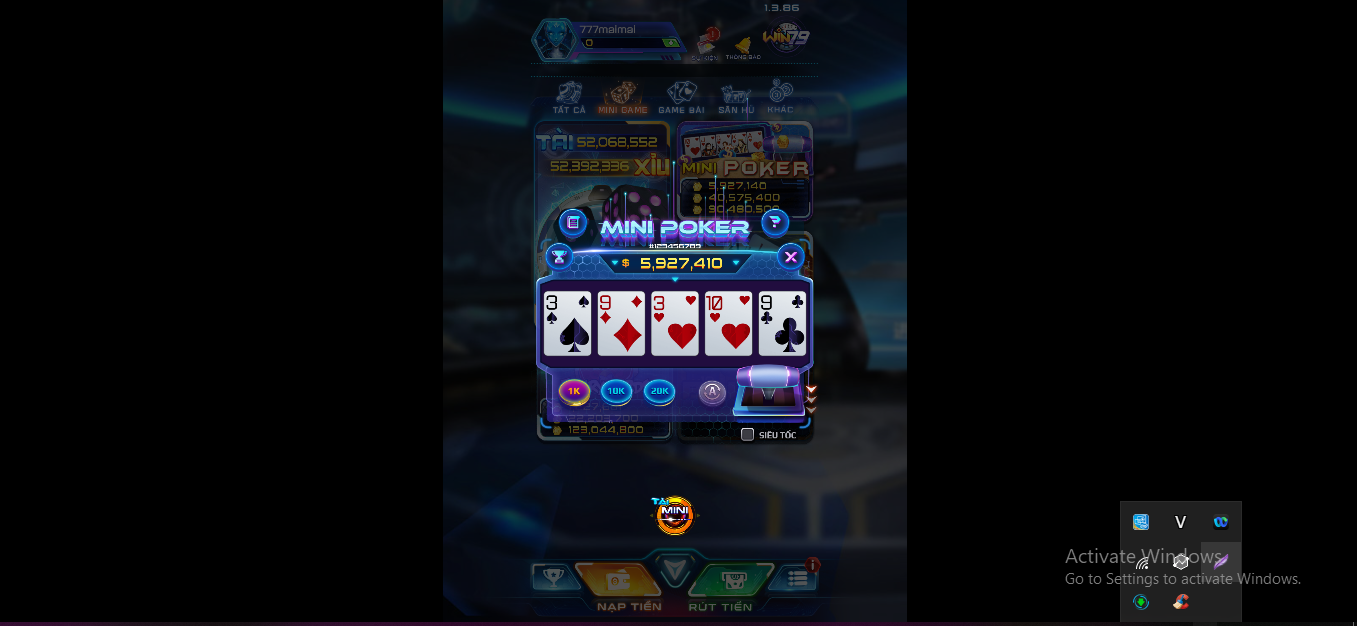 Siêu phẩm mini Poker tại cổng game Win79 